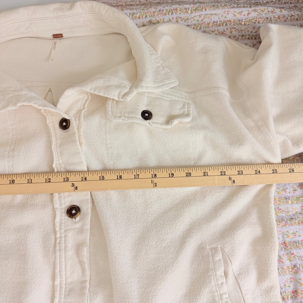 Free People Ruby Jacket Cream Fleece Oversized Button Down Shacket Womens M - Picture 9 of 10